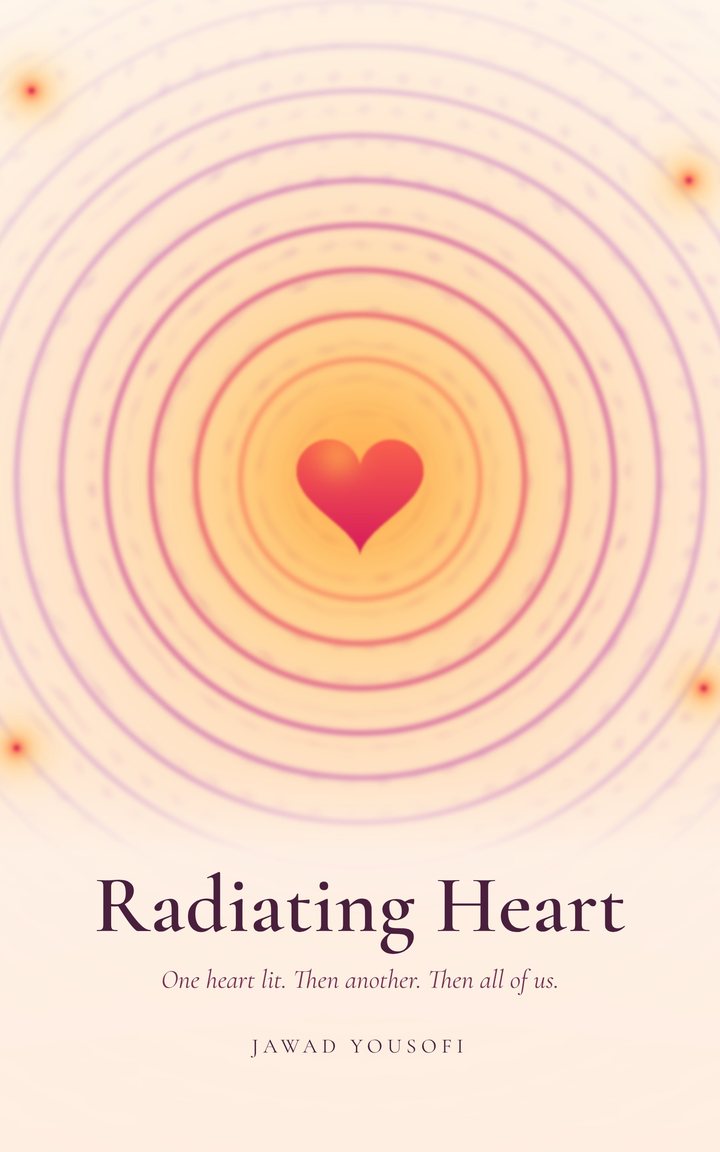 Radiating Heart book cover: a glowing heart sending out soft rings of light